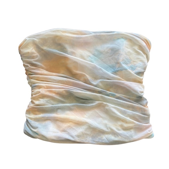 Zara XL Strapless Ruched Tie-Dye Top NWOT - Picture 1 of 5